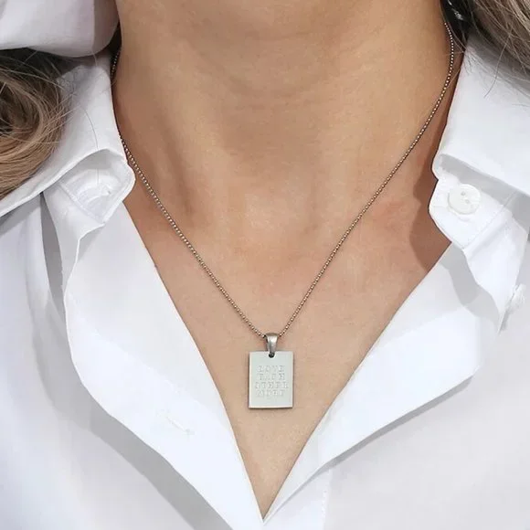 Love Each Other More Necklace PVD 18K White Gold Plated Stainless Steel - Picture 3 of 8